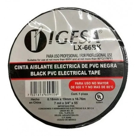 CINTA AISLANTE LX66BK X 3/4 IGESA