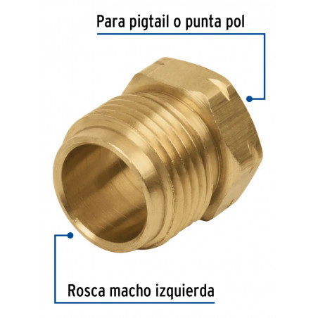 TUERCA IZQUIERDA DE LATON 7/8 A GRANEL