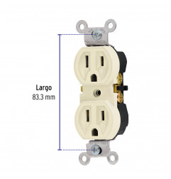 CONTACTO DUPLEX 2P 3H MARFIL CODO-S