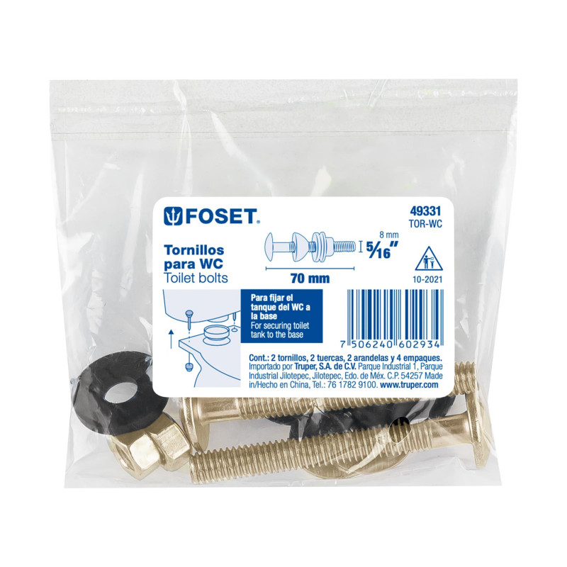 TORNILLOS TANQUE DE WC A BASE  5/16 X 70MM