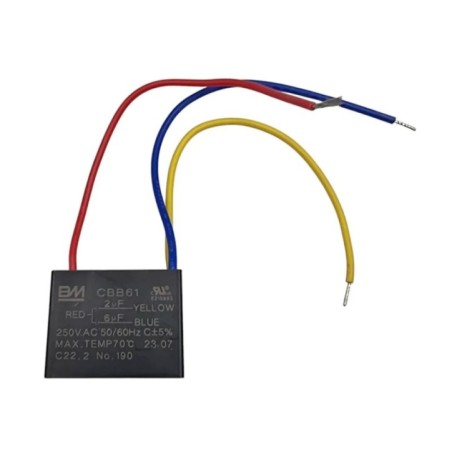 CAPACITOR VENTILADOR DE TECHO 2+6 MDF 250V. CUADRADO