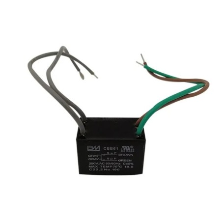 CAPACITOR VENTILADOR DE TECHO 5+5 MFD 250VAC.