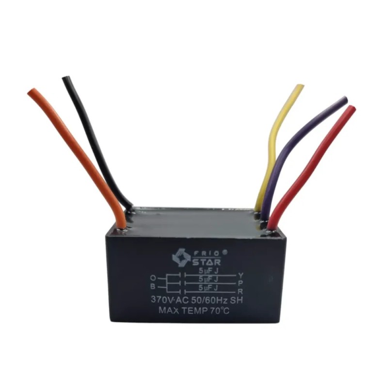CAPACITOR VENTILADOR DE TECHO TRIPLE 5+5+5 MDF 370V.