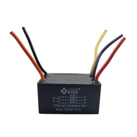 CAPACITOR VENTILADOR DE TECHO TRIPLE 5+5+5 MDF 370V.