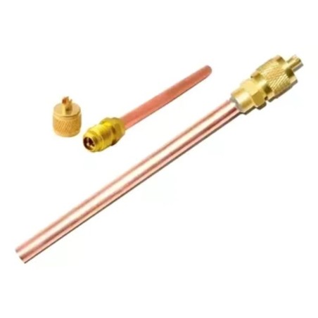 VALVULA SOLDABLE DE CARGA REFRIG. 1/8, TUBO 10 CMS LARGO