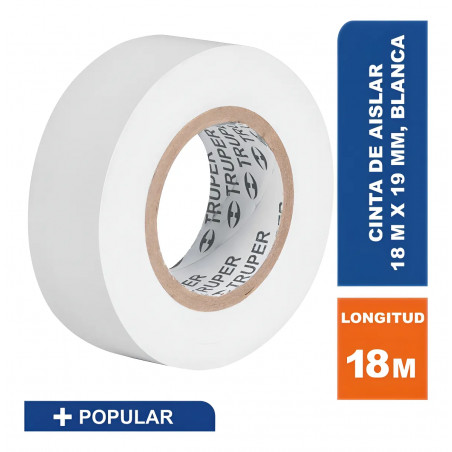 CINTA  AISLANTE BLANCA 3/4 X 18MTS (TRUPER)