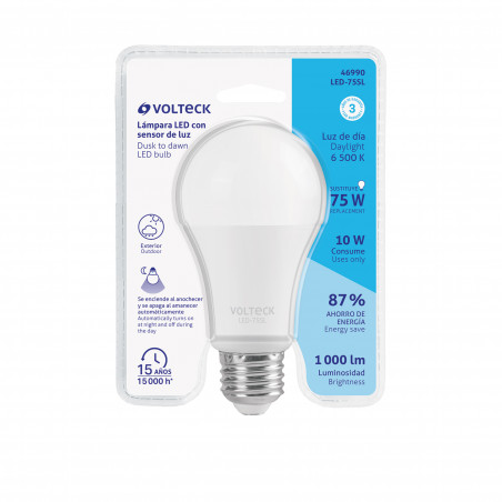 LAMPARA LED75SL C/SENSOR DE LUZ 10W