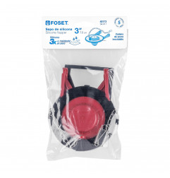 SAPO  "3" P/WC, SILICONA, ROJO CADENA INOX.