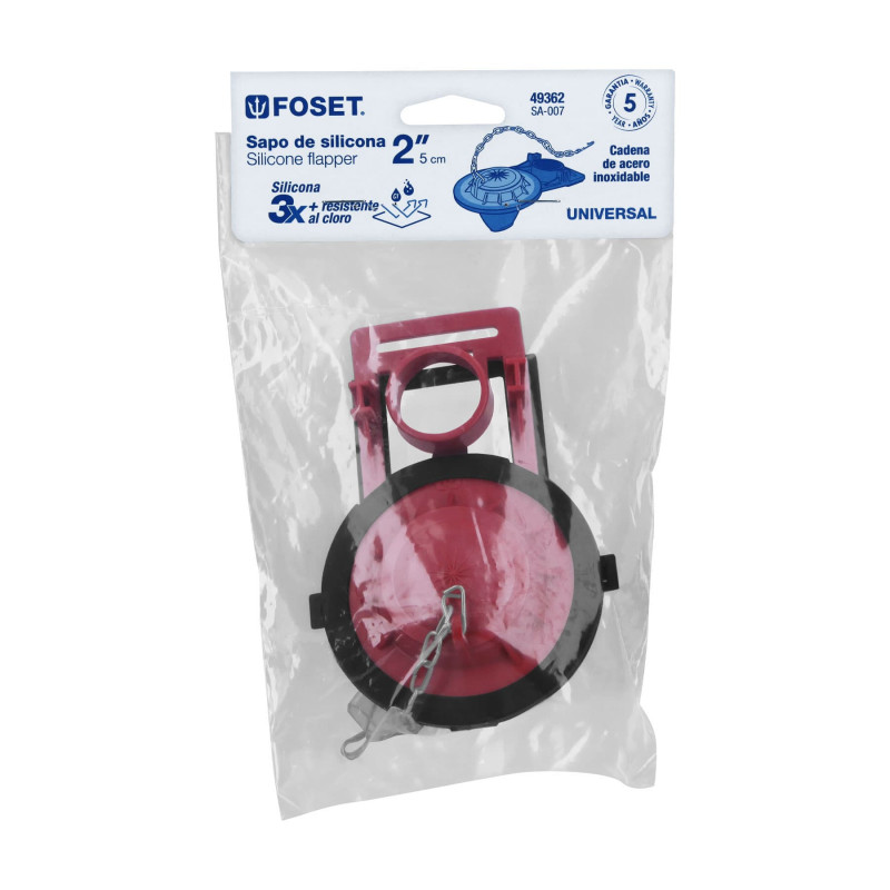 SAPO "2" P/WC, SILICONA, ROJO CADENA INOX. SAPO "2" P/WC, SILICONA, ROJO CADENA INOX.