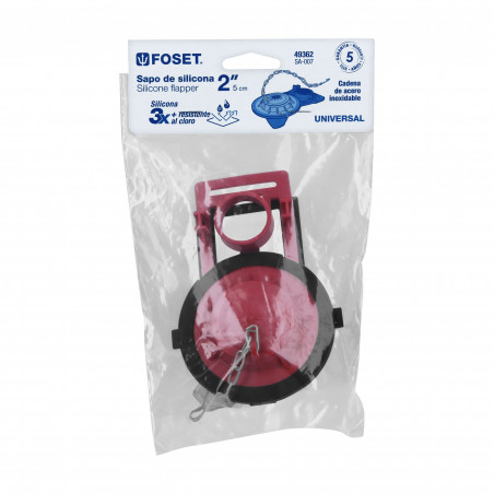 SAPO  "2" P/WC, SILICONA, ROJO CADENA INOX.