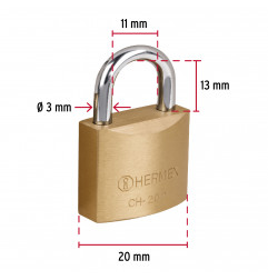 CANDADO HIERRO COLOR LATON 20MM CORTO