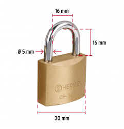 CANDADO HIERRO COLOR LATON 30MM CORTO