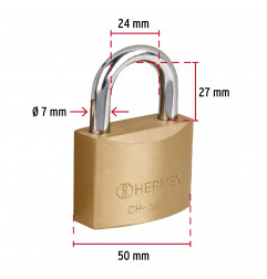 CANDADO HIERRO COLOR LATON 50MM CORTO