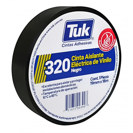 CINTA AISLANTE NEGRA  320 19MM X 18M TUK