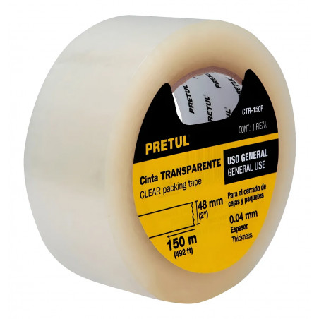 CINTA TRANSPARENTE 48 X 150M PRETUL CTR-150P